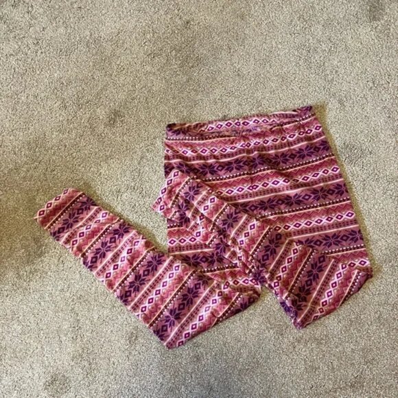 Climateright by Cuddl Duds Pink Purple Aztec Fair Isle Super Soft Lounge Pants - Picture 5 of 7